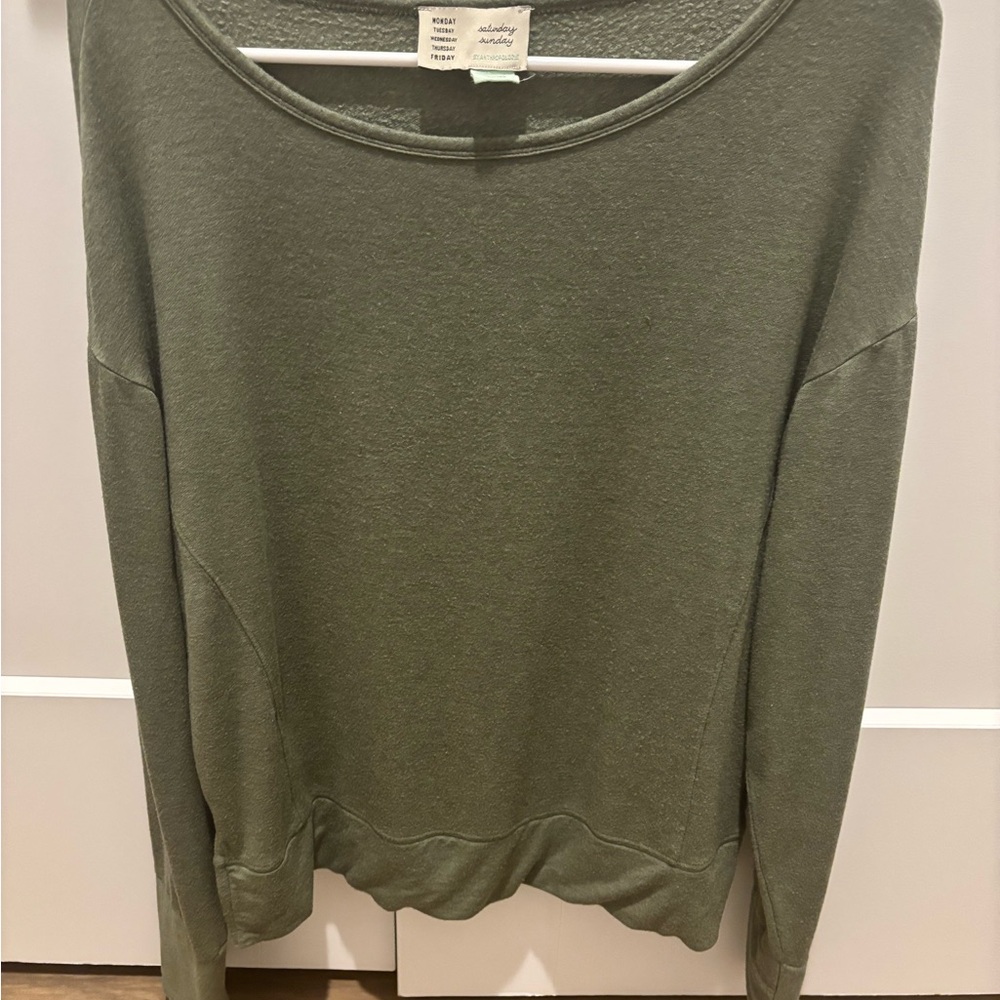 Anthropologie Saturday Sunday Sage Green Lightweight Sweatshirt